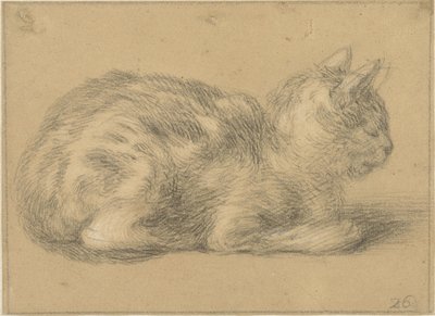 Seated Cat, Facing Right by Cornelis Saftleven (possibly)
