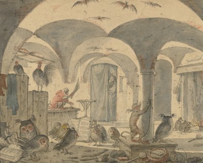An Enchanted Cellar with Animals by Cornelis Saftleven
