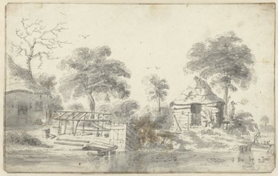 Farmhouse with Barn by the Water by Cornelis Saftleven