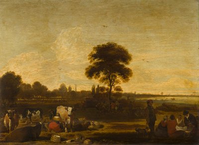 Landscape with Herdsmen and Cattle by Cornelis Saftleven