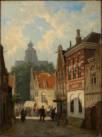 Dutch Street Scene by Cornelis Springer
