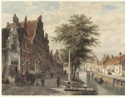 View of the Canal in Hasselt by Cornelis Springer