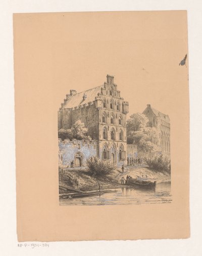 Houses Along the Water by Cornelis Springer