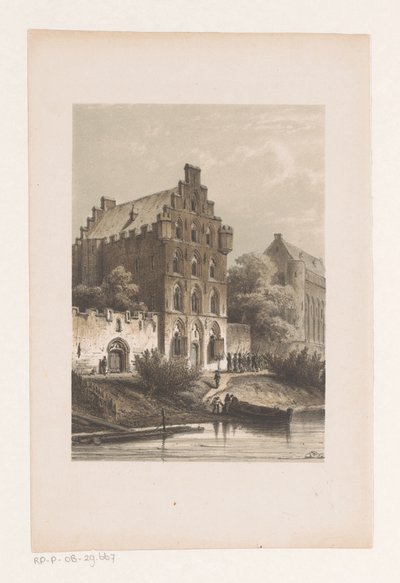 Houses Along the Water by Cornelis Springer