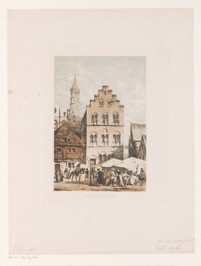 Twelfth-Century Houses Stone Houses 12th Century (title on object) by Cornelis Springer