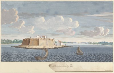 Fort Hammenhiel in Ceylon, Seen from the Sea by Cornelis Steiger