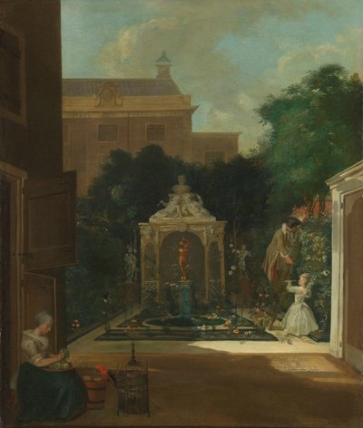 An Amsterdam Canal House Garden by Cornelis Troost