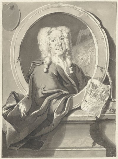 Portrait of Jacob Campo Weyerman in Medallion by Cornelis Troost