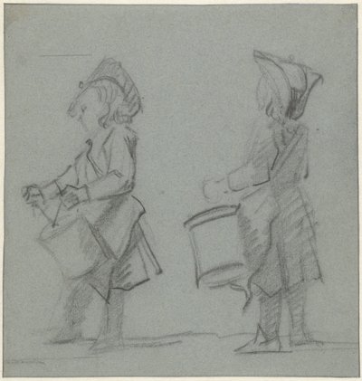 Two Studies of a Drumming Boy by Cornelis Troost