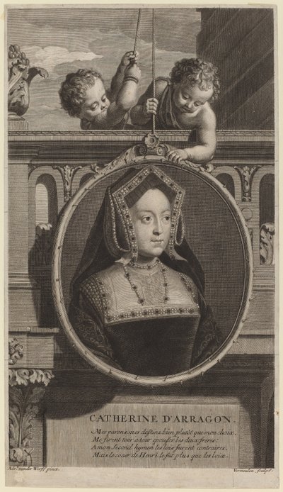 Catherine of Aragon by Cornelis Vermeulen after Adriaen van der Werff
