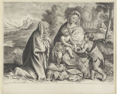 Landscape with the Holy Family, John the Baptist, and Elizabeth by Cornelis Visscher (II)