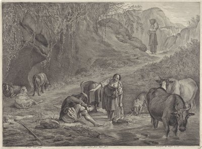 Washerwomen and a Shepherd by the Waterside by Cornelis Visscher (II)