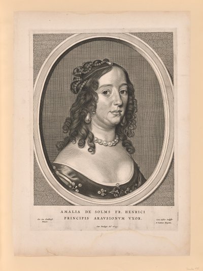 Amalia van Solms, wife of Frederick Henry, from Nine Portraits by Cornelis Visscher