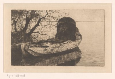 Moored Rowboat with a Canopy by Cornelis Vreedenburgh (signed by artist)