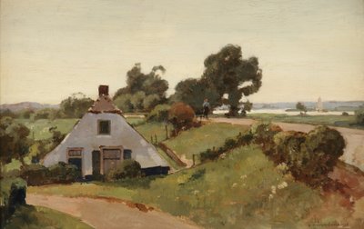 By the Dike; Farmhouse Near the River IJssel by Cornelis Vreedenburgh