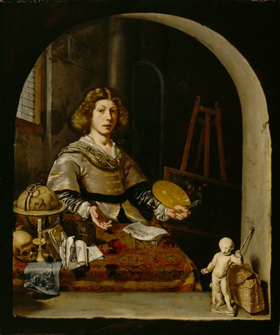 The Artist in His Studio by Cornelis attr. to Bisschop