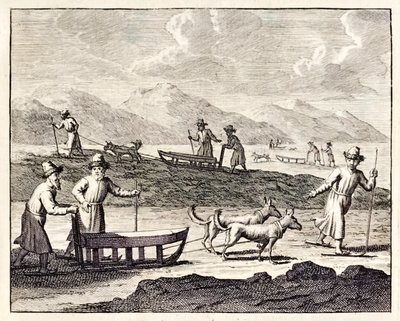 Russians Travelling with Dog Sleds in Siberia, from the 