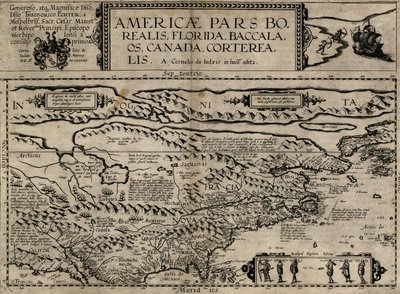 Northern part of America, Florida, Baccalaos, Canada, Corterealis by Cornelis de Jode