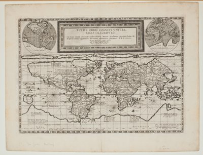 Totius Orbis Cogniti Universalis Descriptio, Antwerp by Cornelis de Jode