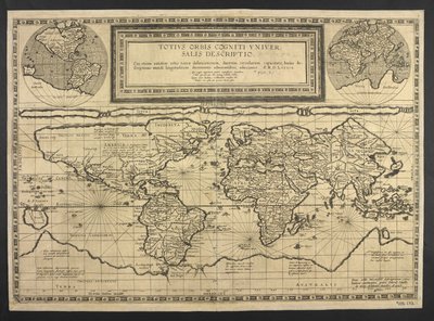 World map, Totius Orbis cognier universalis descriptio by Cornelis de Jode