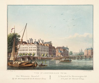 View of Amsterdam No.34. De Binnen Amstel bij de heerengracht en de Blaauw-brug by Cornelis de Kruyff