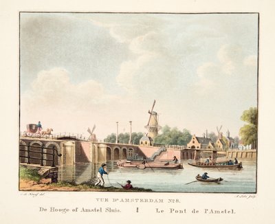 View of Amsterdam No.8. De Hooge of Amstel Sluis. Le Pont de l