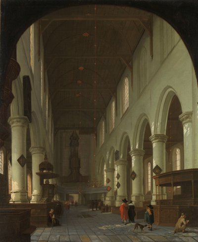 Interior of the Oude Kerk in Delft from the Choir toward the Portal by Cornelis de Man (attributed to)