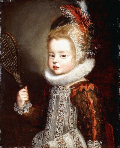 Portrait of a Girl, Half Length, Holding a Tennis Racquet by Cornelis de Vos