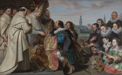 The Restitution of the Church Treasures to Saint Norbert after the Defeat of the Heretic Tankelin, with a Portrait of the Snoeck Family by Cornelis de Vos