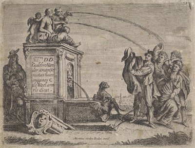 Group of People by a Fountain by Cornelis de Wael