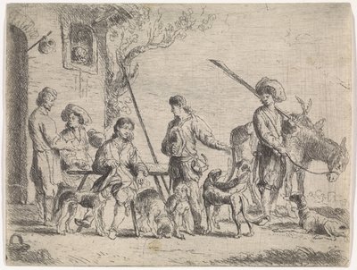 Hunters in Front of an Inn (Genre Scenes) by Cornelis de Wael