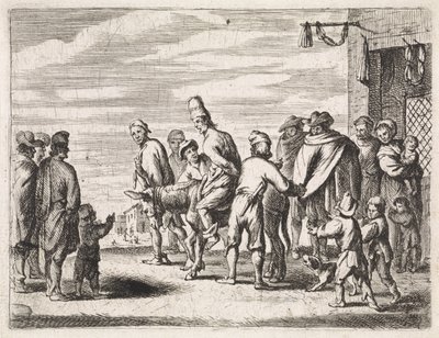 Man Bound on a Donkey (Genre Scenes) by Cornelis de Wael