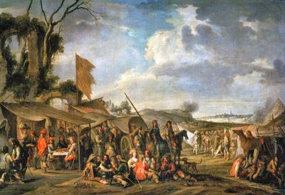 Military Camp by Some Ruins by Cornelis de Wael