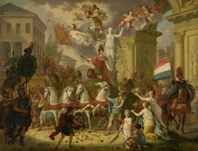 Allegory of the Triumphal Procession of the Prince of Orange, the Future King Willem II, as the Hero of Waterloo, 1815 by Cornelis van Cuylenburgh (II) (signed by artist)