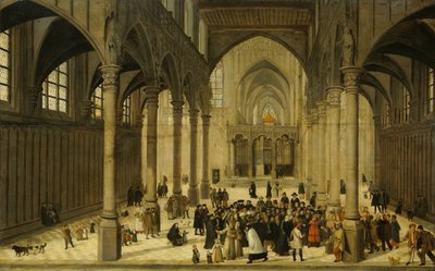 Church Interior with Christ Preaching to a Congregation by Cornelis van Dalem (attributed to)