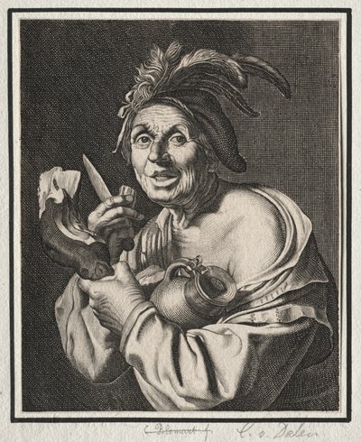 A Man with a Ham, Just Cut by Cornelis van Dalen