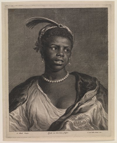 Portrait of an African Woman with Pearl Necklace by Cornelis van Dalen
