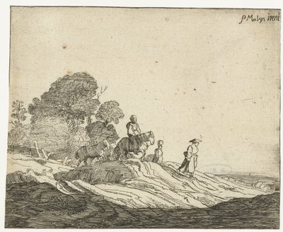 Landscape with Horses Four Landscapes (series title) by Cornelis van Kittensteyn (attributed to)