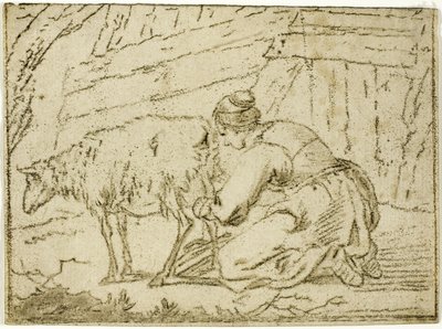 Woman Milking an Ewe by Cornelis van Noorde