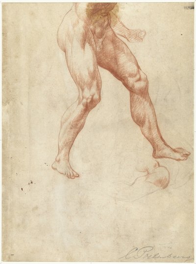 Study of the Lower Body of a Walking Male Nude by Cornelis van Poelenburch