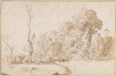 A wooded landscape by Cornelis van Poelenburgh or Poelenburch