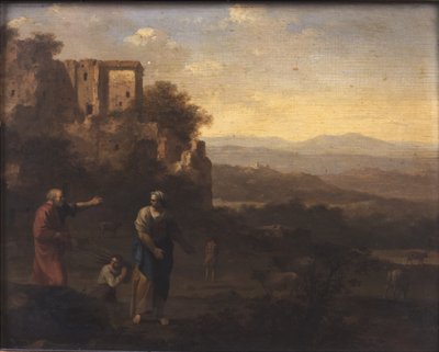 The Banishment of Hagar and Ishmael by Cornelis van Poelenburgh or Poelenburch