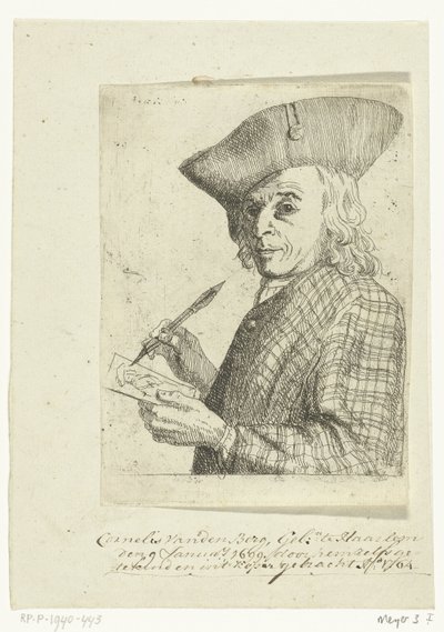 Self-Portrait with Pen and Drawing by Cornelis van den Berg