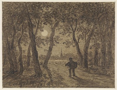 Man Walking Out of a Forest by Moonlight by Cornelis van der Griendt