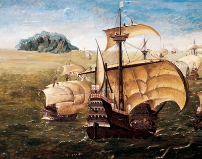 The Portuguese Fleet, Copy of Painting by Cornelius Anthoniszoon by Cornelisz Anthonisz