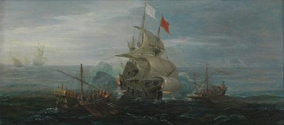 A French ship and barbary pirates, c.1615 by Cornelius Bol