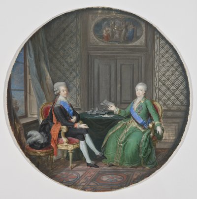 King Gustav III of Sweden and Catherine II of Russia in Fredrikshamn by Cornelius Hoyer