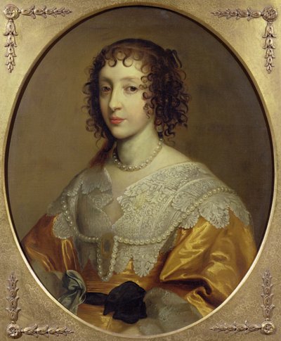 Portrait of Henrietta Maria, Queen consort of Charles I of Great Britain and Ireland by Cornelius Janssen van Ceulen