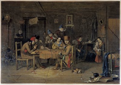 French Settlers in Canada Playing Cards - painting by Krieghoff by Cornelius Krieghoff