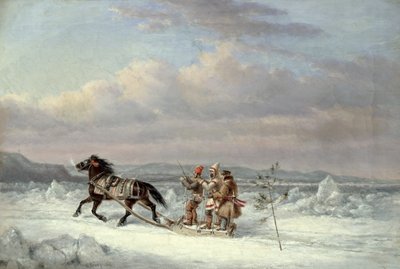 Huntsmen in Horsedrawn Sleigh by Cornelius Krieghoff